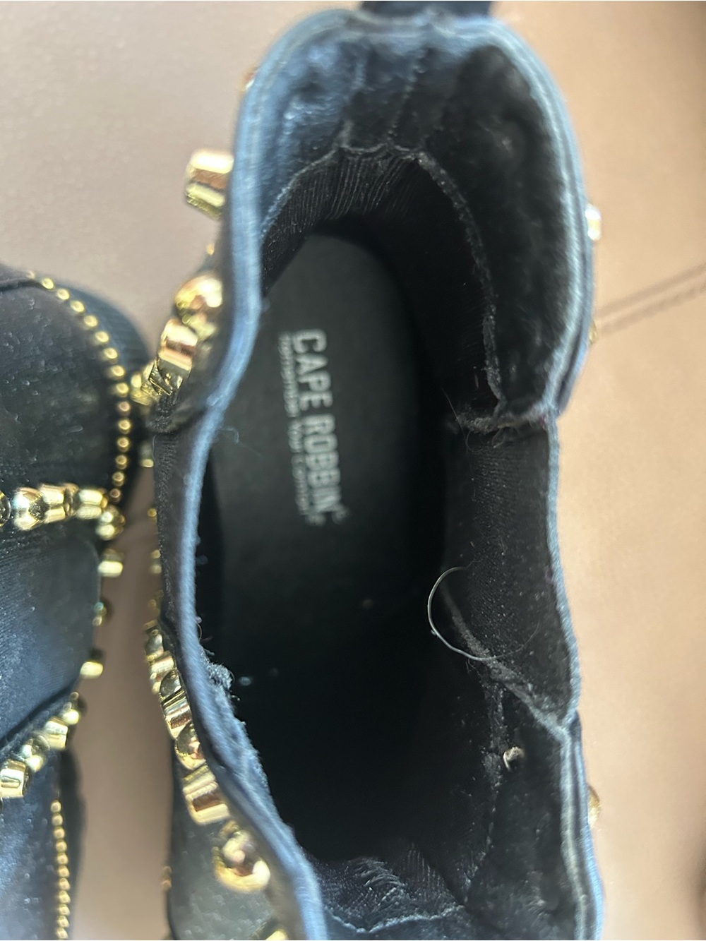 Cape Robbin Black Ankle Booties with Gold Stud and Spike Accents - Picture 7 of 10